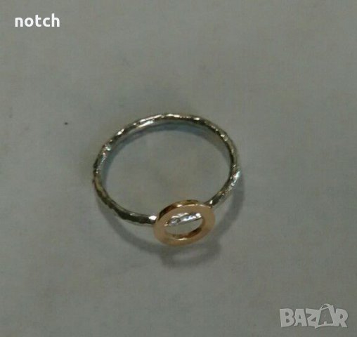 сребърен пръстен със злато, снимка 3 - Пръстени - 21493054