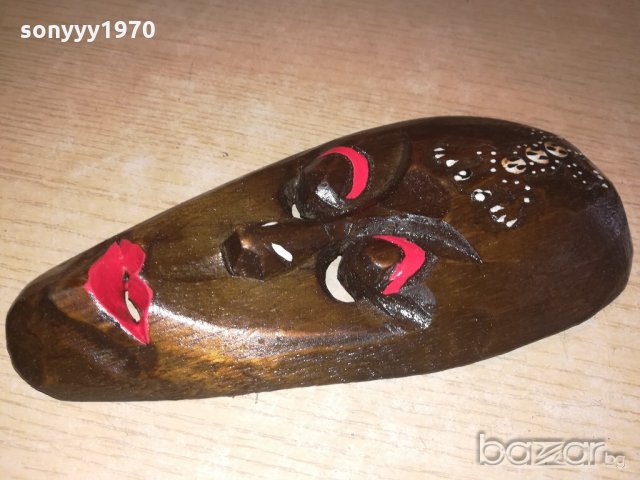 ретро маска-дърво/лак-внос швеицария-20х10х3см, снимка 3 - Колекции - 20977062