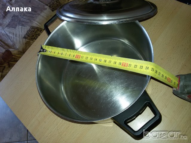 Продавам българска тенджера алпака, 5 литра,  диаметър 25/12см, снимка 3 - Съдове за готвене - 11611086