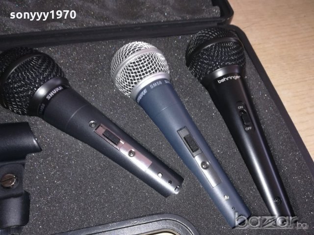 shure & behringer-микрофони комплект с куфар и държачи, снимка 5 - Микрофони - 20929154