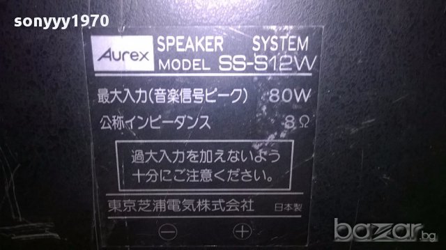 Aurex/toshiba ss-s12w 2х80watts/8ohms-22/15/12см-метални-внос швеицария, снимка 13 - Тонколони - 15655279