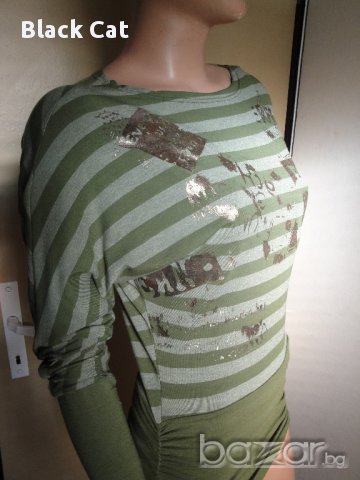 Атрактивна зелена дамска туника / блуза с дълъг ръкав, ръкави, къса рокля, дамски топ, снимка 2 - Туники - 8472139