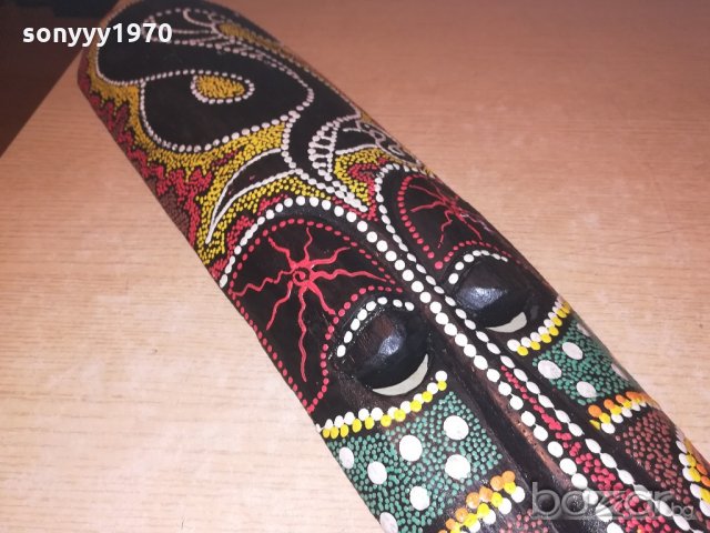 поръчана-голяма цветна маска за стена-80х17х8см-дървена с релеф, снимка 6 - Колекции - 21007869