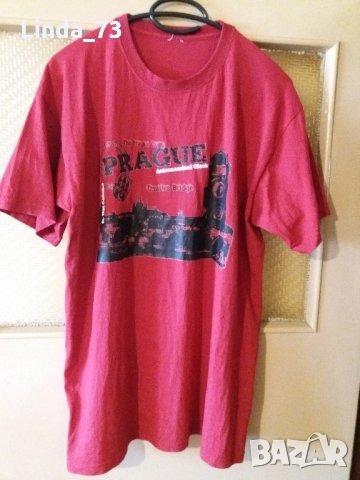 Мъж.тениска-"PRAGUE"-/памук+ликра/,цвят-червен. Закупена от Германия.