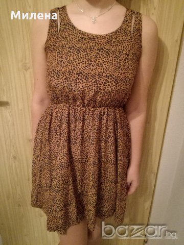 Кафява рокля с леопардов принт, снимка 3 - Рокли - 20058768