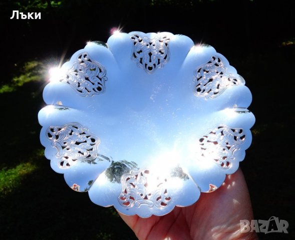 Посребрена фруктиера с ажур,маркирана. , снимка 6 - Антикварни и старинни предмети - 21785515