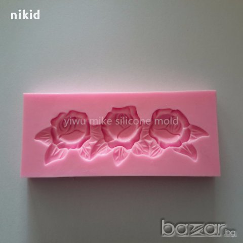 3 рози роза силиконов молд форма за украса торта с фондан шоколад, снимка 3 - Форми - 16028611