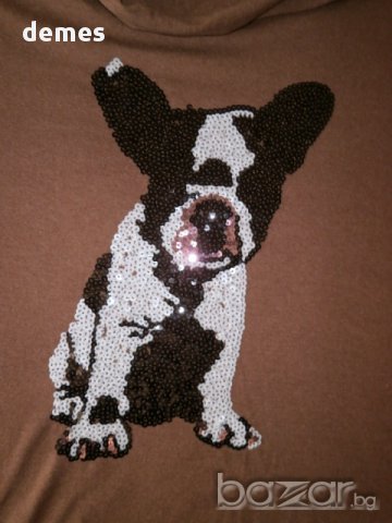 Ефектна дамска блуза с апликация в шоколодов цвят размер М , снимка 2 - Блузи с дълъг ръкав и пуловери - 17542920