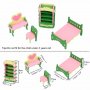 комплект за детска играчка дървена къща обзавеждане  всекидневна легло стол етажерка скамейка, снимка 2