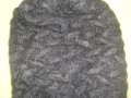Машинно плетена вълнена шапка, черна, снимка 3