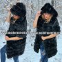 Дамско черно палто от лисица код 402, снимка 1 - Палта, манта - 23575899