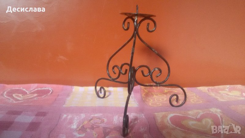 Ръчно изработен свещник от ковано желязо , снимка 1