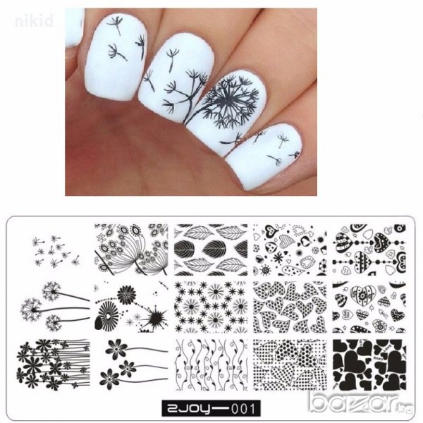 zjoy 001 глухарче сърца плочка / щампа шаблон за печат на нокти - Нова, снимка 1