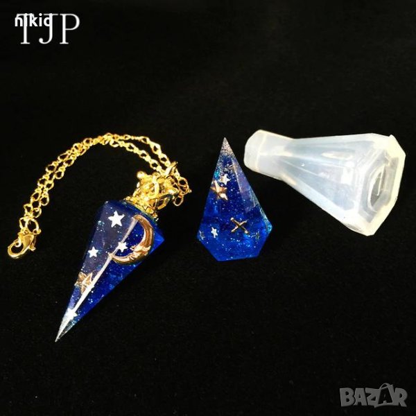 3D Висок конус кристал силиконов молд декорация украса фондан торта шоколад гипс смола бижута, снимка 1