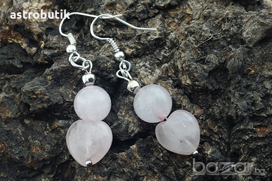 Обеци от розов кварц, снимка 1