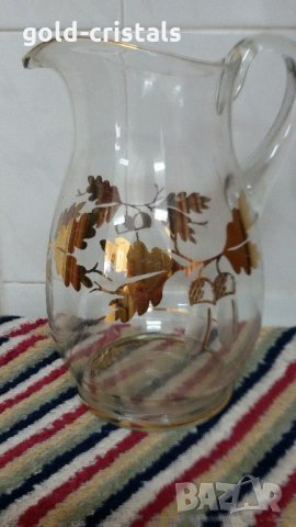 стара стъклена кана с позлата , снимка 2 - Антикварни и старинни предмети - 21959191