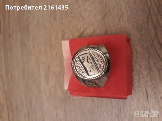 Руски сребърен пръстен с ниело, снимка 3 - Пръстени - 23864248