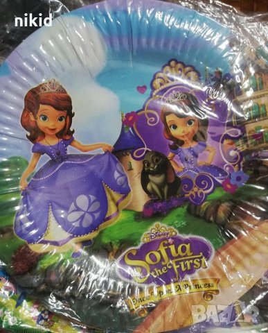 Sophia София принцеса 10 бр лилави парти чинии чинийки, снимка 2 - Чинии - 19116609