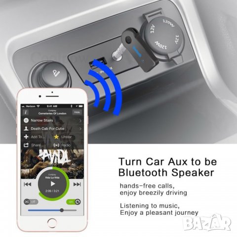 Авто Хендсфрий Блутут Приемник / Handsfree Bluetooth v3.0 Car Receiver, снимка 8 - Аксесоари и консумативи - 24247871