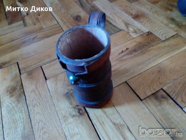 Кожена чашка за барбут-естествена кожа -висока с дръжка, снимка 1 - Шах и табла - 20389437