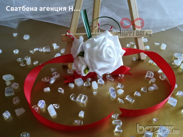 Сватбена бутониера за ръка гривна Ивета, снимка 2 - Кетъринг - 18689393