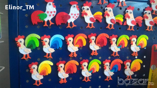 Ръчно изработени петлета от филц-4 размера-от 6 до 21 см., снимка 2 - Други - 15095300