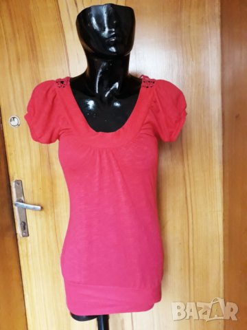 Червена туника с интересен гръб от цветя С, снимка 1