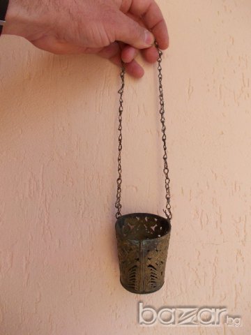 Старо бронзово домашно кандило, снимка 2 - Антикварни и старинни предмети - 13973100