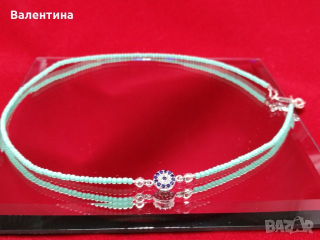  2 в 1 двойна гривна или гердан сребро и цирконий+Подарък, снимка 6 - Гривни - 22264485