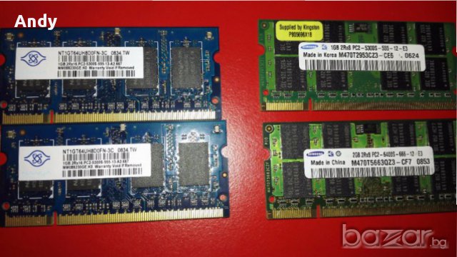 2GB DDR2 KIT - 2x1GB 666/800mhz pc 5400/6400 за лаптоп, so-dimm, снимка 2 - RAM памет - 16509167