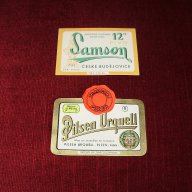 Стари етикети от бира Pilsen Urquell и Samson, снимка 1 - Други ценни предмети - 13738197