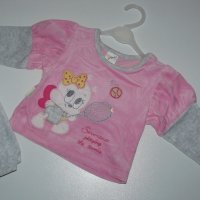 80см Плюшен комплект розово/сиво – блуза и пола – 80см, снимка 2 - Комплекти за бебе - 19825067