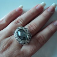 Сребрист пръстен с камък и елементи Сваровски, снимка 8 - Пръстени - 10083468