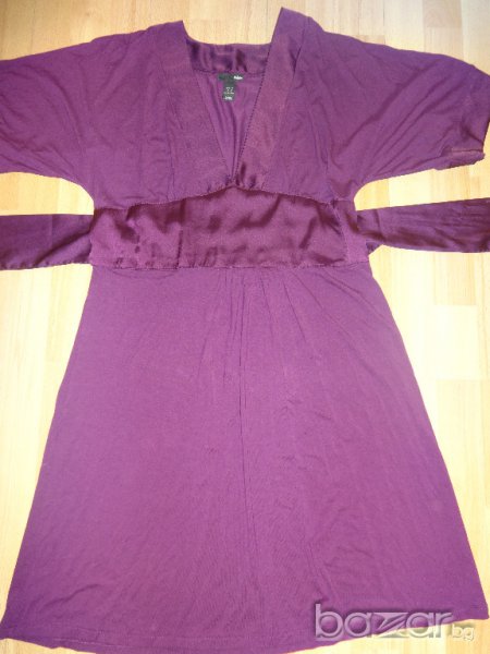 Лилава рокля със сатенен колан марка H&M, снимка 1