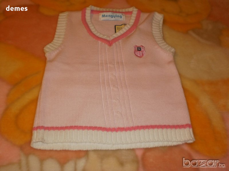 Фино розово пуловерче без ръкави размер 2 и 6, ново , снимка 1