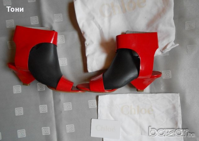 Дамски  червени сандали Chloé 100 % кожа ,100 % оригинални , снимка 7 - Сандали - 18710549