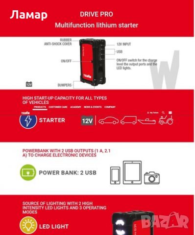 Стартерно и зарядно устройство 12V TELWIN Италия, снимка 6 - Други машини и части - 12006932