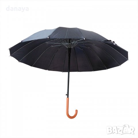 564 Класически автоматичен чадър за дъжд черен 16 ребра 98см дамски чадър мъжки чадър, снимка 7 - Други - 22731174