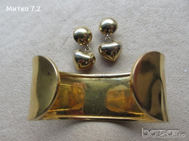сребърна гривна и обеци с позлата, снимка 6 - Бижутерийни комплекти - 21200735