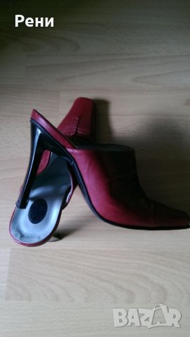 червени чехли от естествена кожа, снимка 3 - Чехли - 21512846