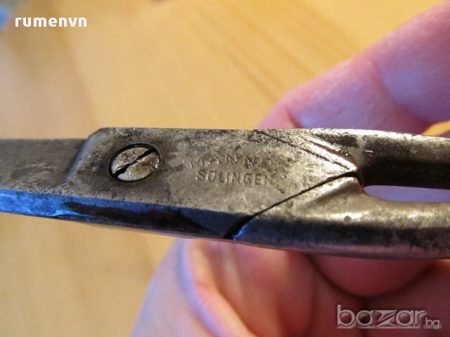 стара немска ножица MANNOS SOLINGEN произв. преди 80г.   - за ценители в много добро състояние за г, снимка 3 - Други инструменти - 14384316