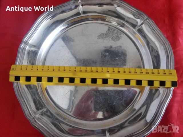 Стар ПОСРЕБРЕН Поднос , Табла ,Чиния, снимка 2 - Антикварни и старинни предмети - 24294082