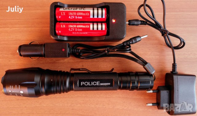  Police Xml-t6 / 5 Watt /с две батерии, снимка 8 - Къмпинг осветление - 23357531