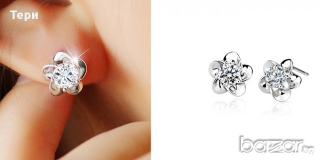 НОВ!!! Комплект висулка и обеци с покритие от бяло злато, снимка 5 - Бижутерийни комплекти - 17015945