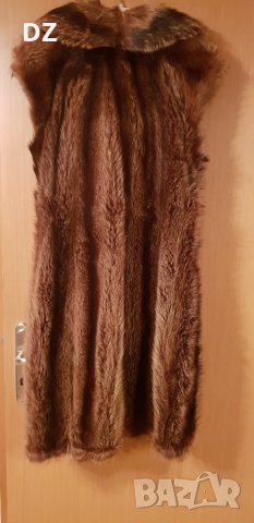 Уникален дълъг кафяв елек от естествен косъм, снимка 3 - Елеци - 23228151