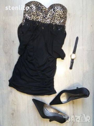 Малка черна къса рокля размер ХS-S, снимка 4 - Рокли - 25306869