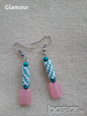 Обеци с розов кварц, снимка 4 - Обеци - 19035098