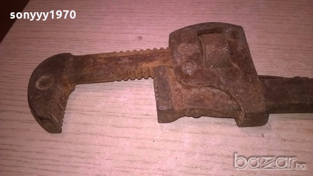 стар раздвижен ключ-37см и захват 7см-внос франция, снимка 12 - Колекции - 19710078