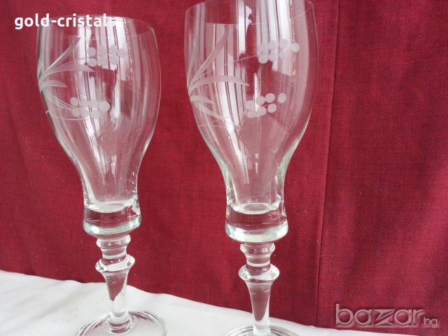 Ретро стъклени ритуални сватбени чаши, снимка 8 - Антикварни и старинни предмети - 19985601