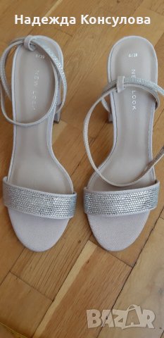 Сандали със стабилен ток и камъчета. , снимка 5 - Дамски обувки на ток - 24789170